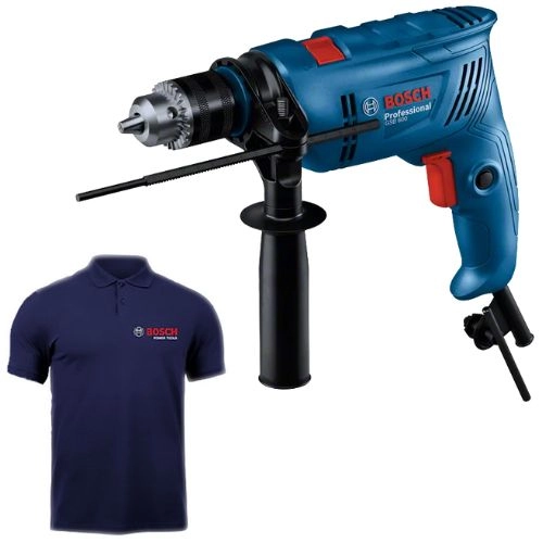 Bosch Professional Bundle Impact Drill 13 mm and Free 1 Polo T-shirt  GSB 600 