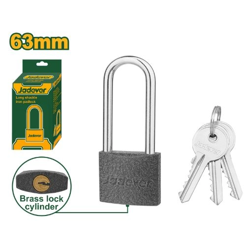 JADEVER Iron Padlock 63mm 400g - Brass Cylinder - Long Ring JDPD5560L