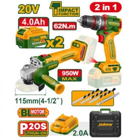 JADEVER Cordless 2 pcs combo kit Impact Drill 20V ..