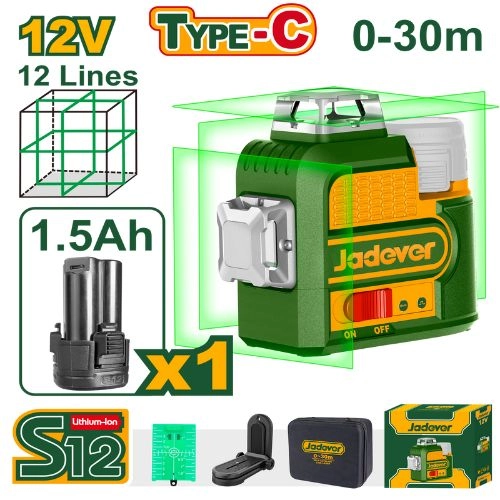 JADEVER Cordless 3D laser level JDLE8M12