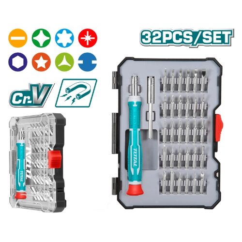 Total 32 Pcs Precision Screwdriver Bit Set TACSD30326