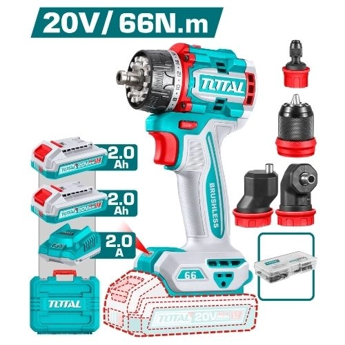 Total Cordless multi-head drill driver 20V  66Nm TDLI206686 