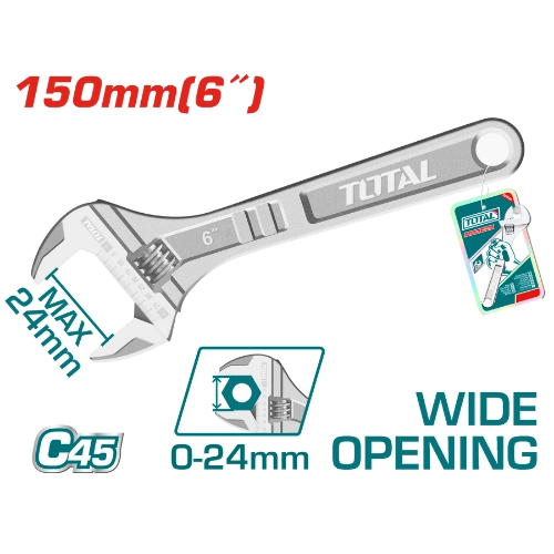 TOTAL Adjustable wrench 6 Inch THT101063