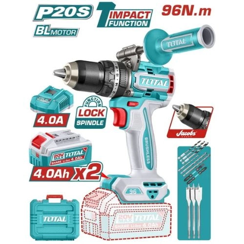 شنيور 96 نيوتن + 2 بطارية +4 امبير +شاحن TIDLI209686 من توتال 