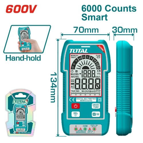 Total 600V Digital Smart Multimeter + 3 AAA batteries TMT516004