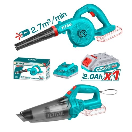 كومبو إنسي  : بلاور 20 فولت مع 1 بطارية و شاحن من توتال TABLI20781 + مكنسة سيارة 20 فولت بدون بطارية أو شاحن من توتال TVLI201261