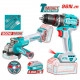 INCI COMBO : TOTAL Cordless angle grinder 4.5 " 20V 900W TAGLI261521 + TOTAL Brushless cordless impact drill 20V 96Nm Without battery and charger TIDLI209681