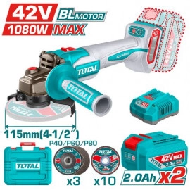 TOTAL Cordless angle grinder 42V 1080W TAGLI41081
