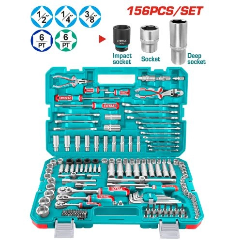 طقم كيت أدوات يدوية 156 قطعة من توتال THKTHP21566