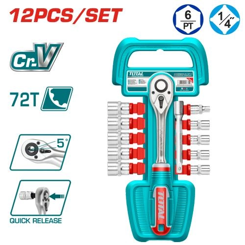 طقم 12 قطعة لقم 1/4 بوصة من توتال THT14114126