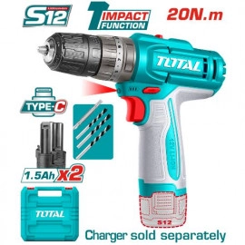 TOTAL Cordless impact drill 20V With 2 Batteries a..