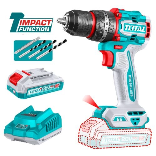 SUMMER OFFER : Compact Brushless Cordless Impact Drill 20V 66NM  , FAST INTELLIGENT CHARGER FOR Li - ion BATTERY 20V and battery 20V 2.0Ah