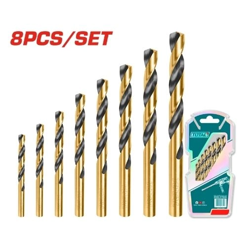 TOTAL  8 Pcs HSS twist drill bits set TACSD0801