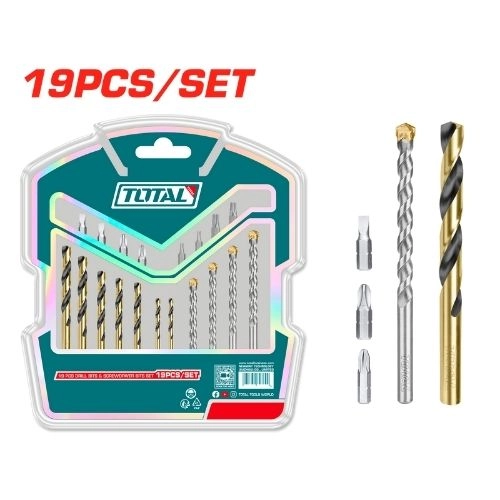 Total 19 Pcs  Drill bits & screwdriver bits set  TACSDB1901