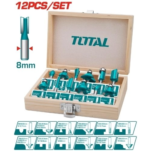 Total  Router Bits Set 8mm TACSR1121 