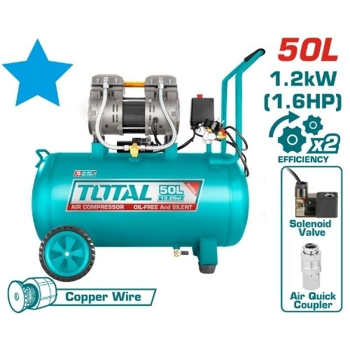 TOTAL Silent compressor 50L without oil TCS1120508    