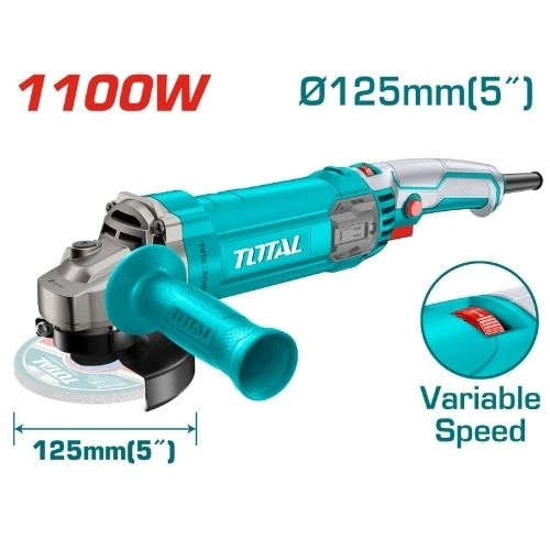 TOTAL  Angle grinder 1100 watt  125 mm  5" inch with variable speed TG110125565