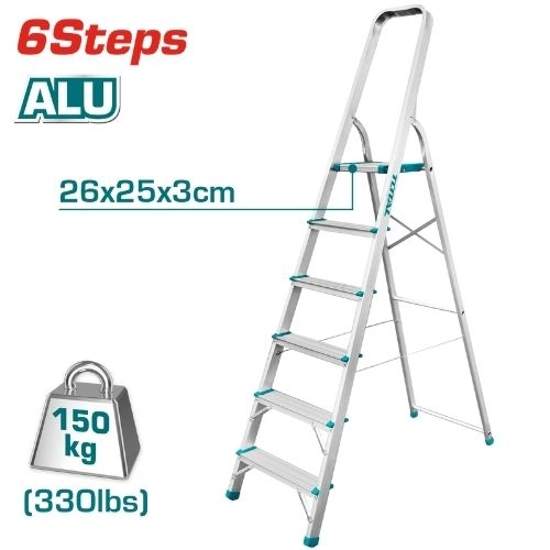 Total Ladder 6 steps, load capacity 150 kg  aluminum THLAD06061