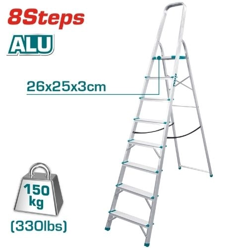 total Ladder 8 steps, load capacity 150 kg  aluminum  THLAD06081