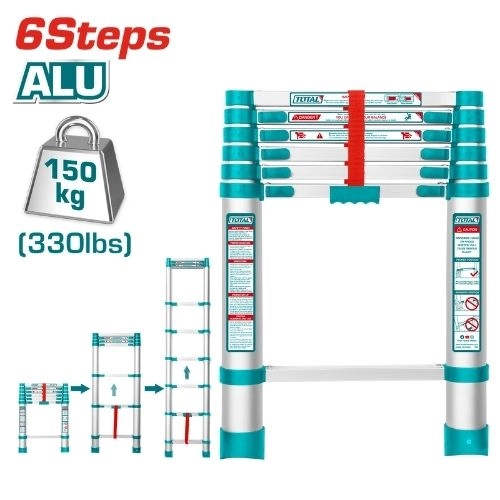  Total  Telescopic ladder 6 steps aluminum load 150kg THLAD08061