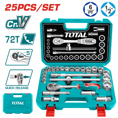 TOTAL 25PCS 1/2" SOCKET SET THT121251