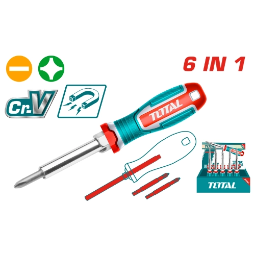  Total Screwdriver set 6*1 - 2 screwdriver bits - 1 bits bits THT2506076 