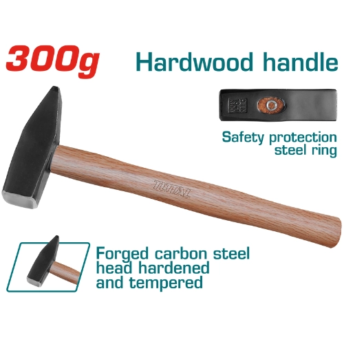 TOTAL Machinist Hammer With Hardwood Handle 300g THTW71300