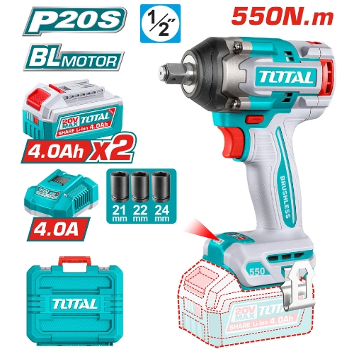 Total Cordless impact wrench 550Nn 20V TIWLI2055