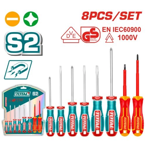 total  Screwdriver set, 8 pieces, 1000 volt magnet TKSDS0836