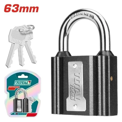 Total Iron padlock 63mm 508g  brass cylinder with waterproof rubber cover  TLK31631