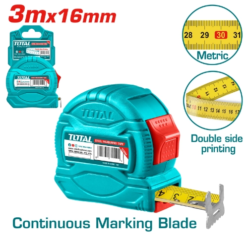 TOTAL  Steel measuring tape 3m x 16mm  TMT34316M