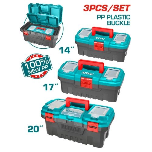 total 3 Pcs plastic tool boxes set TPBXK0031