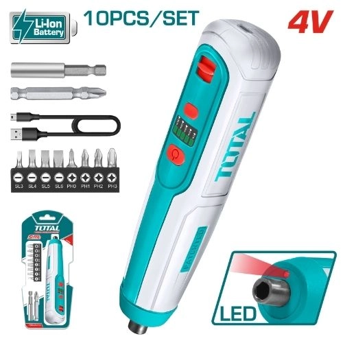  Total Battery Screwdriver 4V with Bits TSDLI0423 