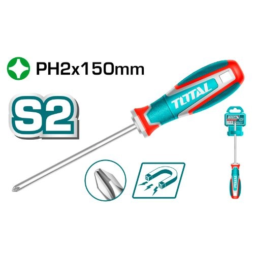 TSDPH2150 مفك  صليبة من توتال  PH2*150 مغناطيس  