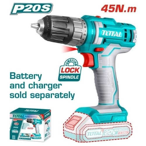 TotaL Drill 20V Without Battery and charger 45NM  TDLI200515