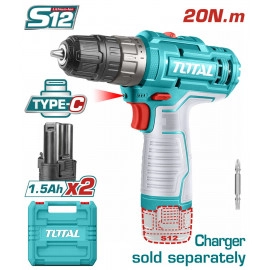 TOTAL Drill With 2 batteries 12 volt 1.5Ah 20nm Ty..