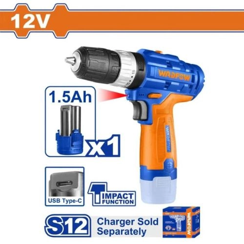 WADFOW Cordless Impact Drill 12V with 1 Batteries WCDS540