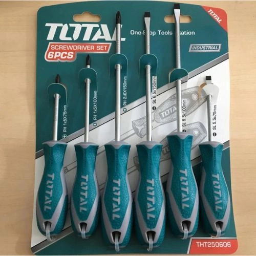 طقم مفك 6 قطع بيد كاوتش من توتال THT250606 طقم مفك 6 قطع بيد كاوتش من توتال THT250606