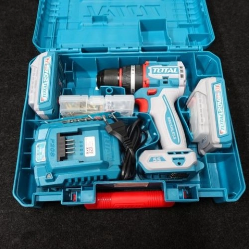TOTAL Compact Brushless Impact Drill 20V 55Nm With 2 batteries and charger TIDLI20558